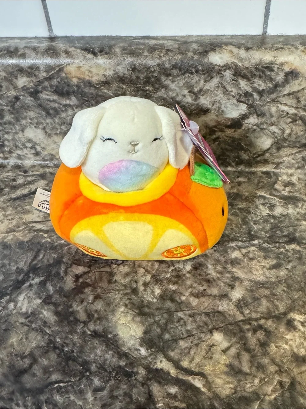Squishmallows Orange and White Fruit Bunny Plush - Picture 4 of 4